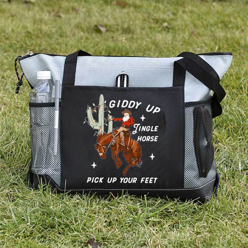 Giddy Up Jingle Horse Pick Up Your Feet Christmas Tote Bag