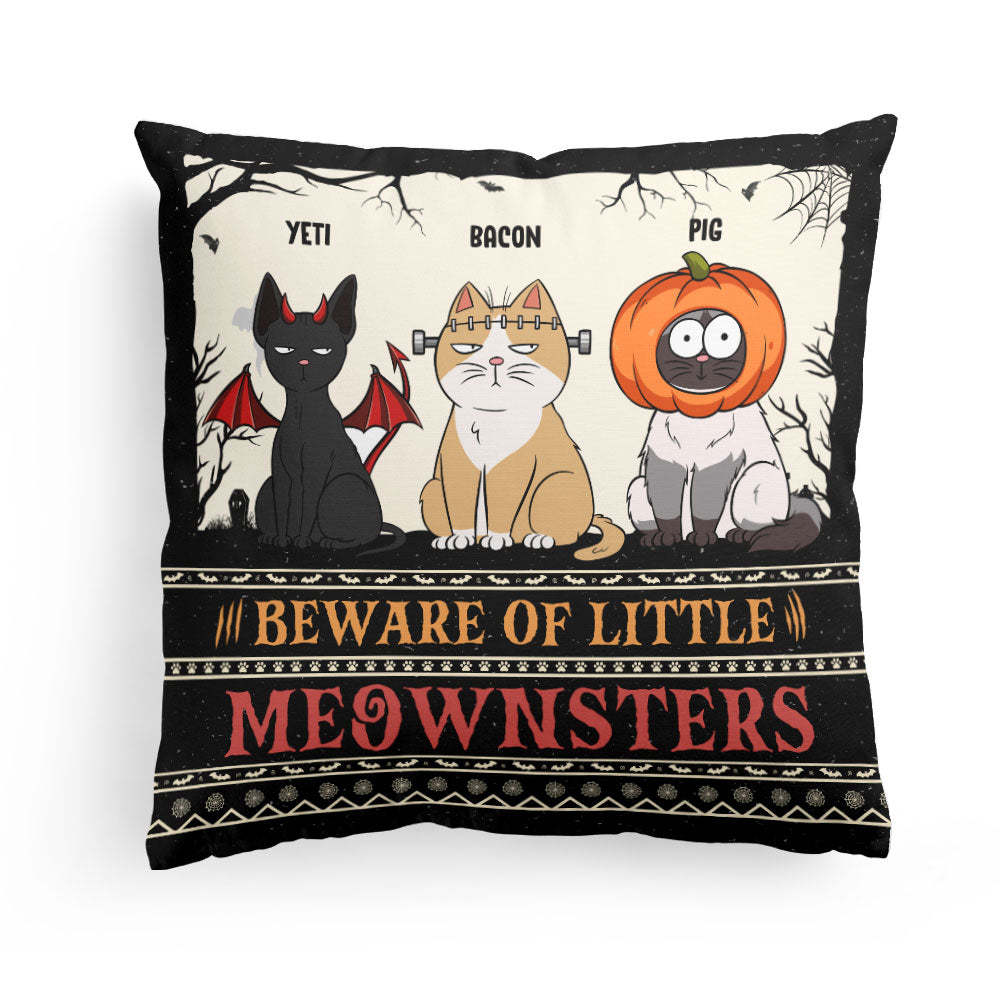 Beware Of Little Meownsters New Version - Personalized Pillow