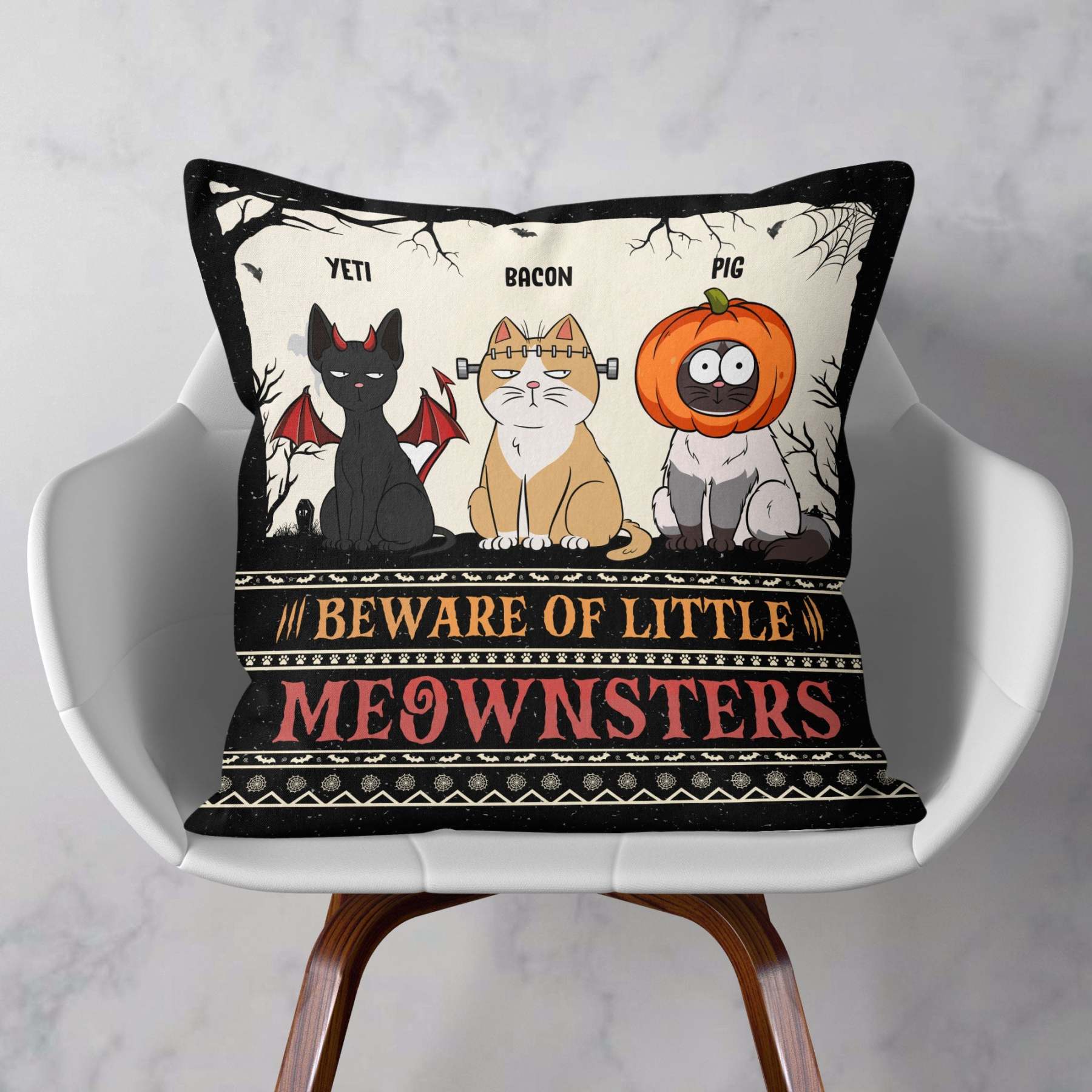 Beware Of Little Meownsters New Version - Personalized Pillow