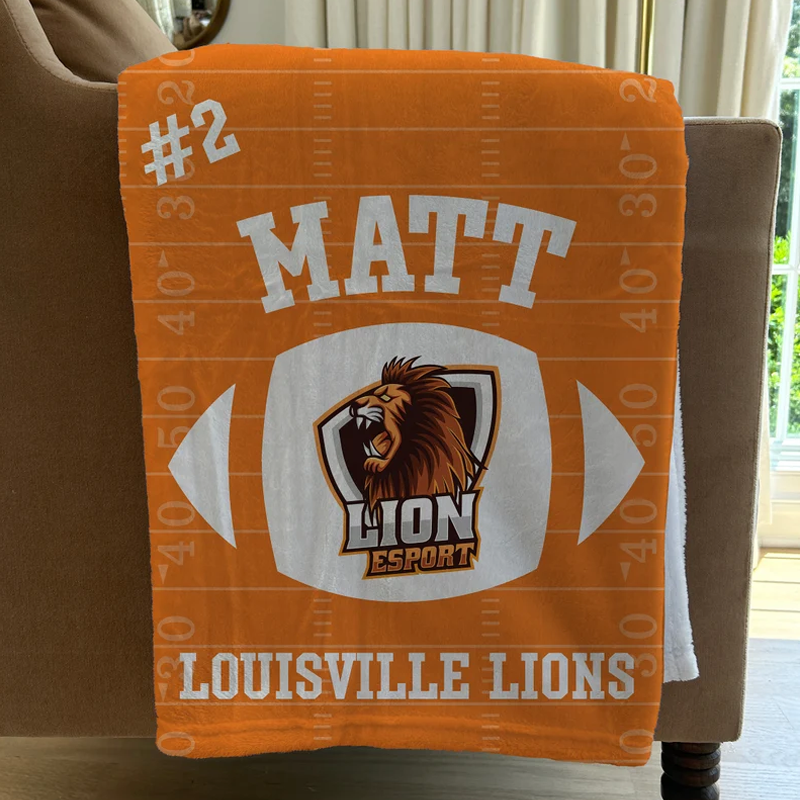 Custom Football Blanket with School Logo Custom Name Blanket