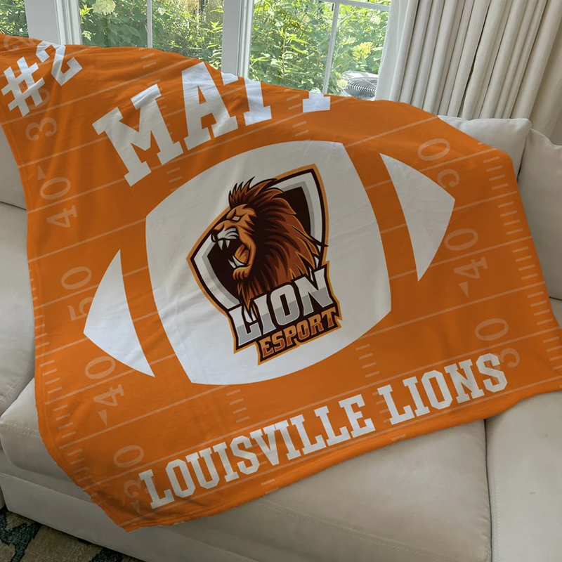 Custom Football Blanket with School Logo Custom Name Blanket