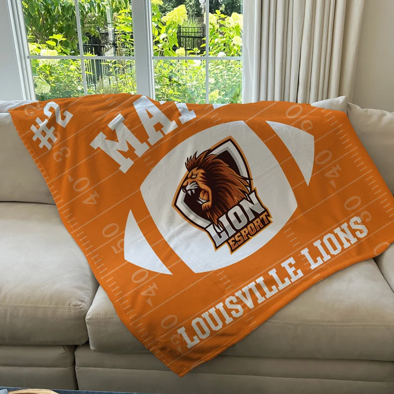 Custom Football Blanket with School Logo Custom Name Blanket