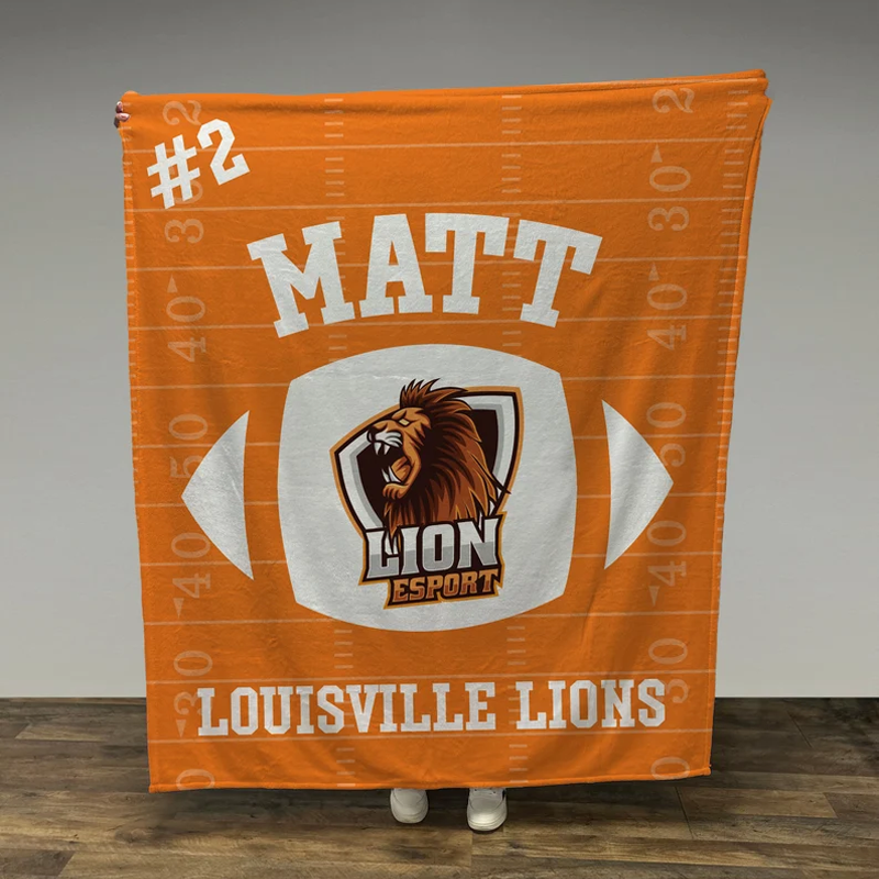Custom Football Blanket with School Logo Custom Name Blanket