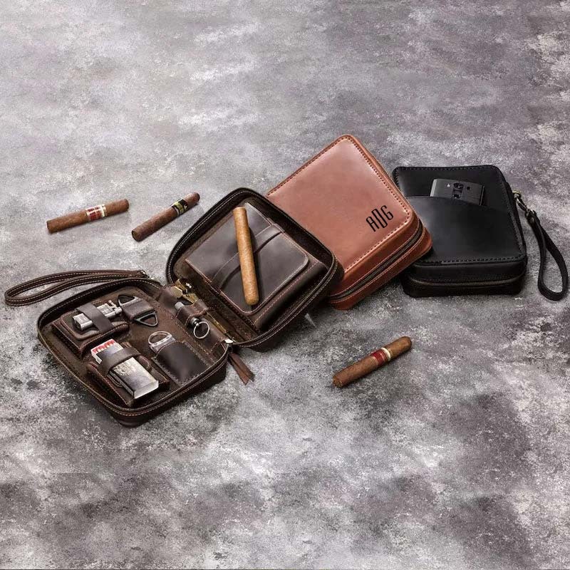 [Copy]Leather Travel Cigar Box Case For Cigar Accessories