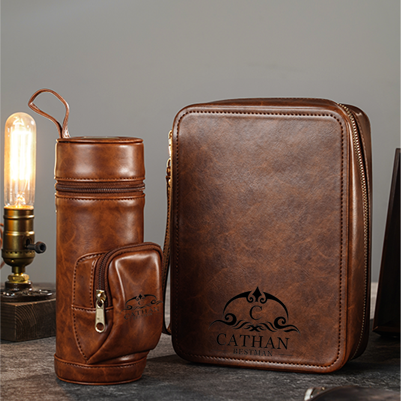 Personalized Leather Travel Cigar Box Cigar Set Accessories