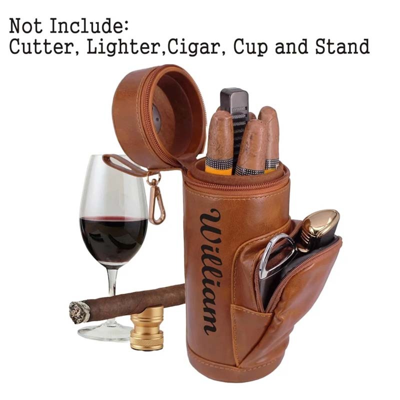CIGAR HUMIDOR CASE Holder Custom Engraved Leather Cigars Valentine's Gift for Men