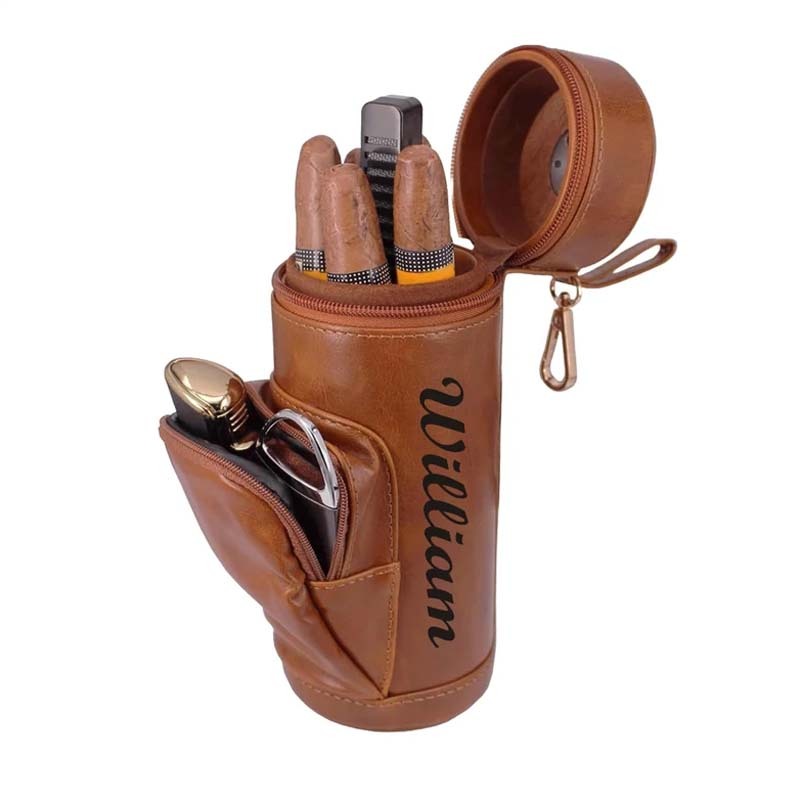 CIGAR HUMIDOR CASE Holder Custom Engraved Leather Cigars Valentine's Gift for Men