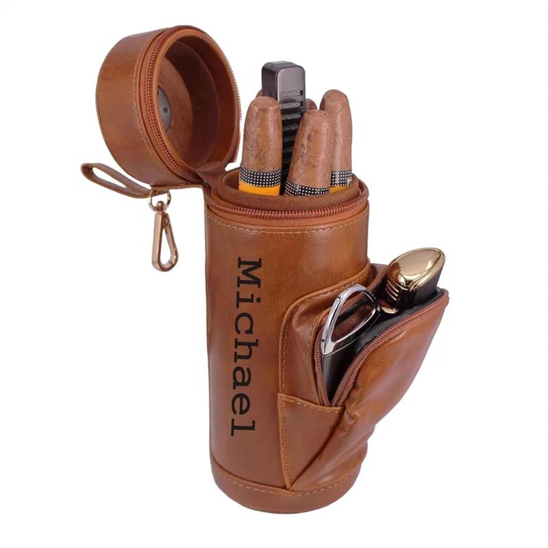 CIGAR HUMIDOR CASE Holder Custom Engraved Leather Cigars Valentine's Gift for Men
