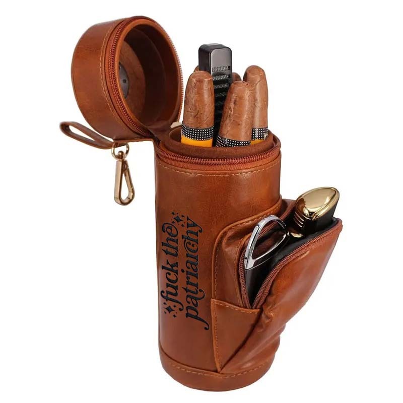 Personalized Cigars Humidor Case Fuck the Patriarchy leather Holder Men Gift