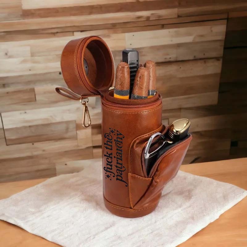 Personalized Cigars Humidor Case Fuck the Patriarchy leather Holder Men Gift
