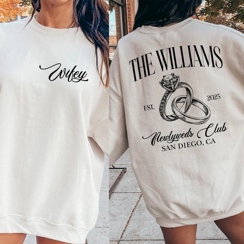 Custom Bride Sweatshirt Engagement Gift For Bride Personalize Wifey Hubby Shirt