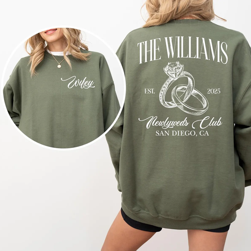 Custom Bride Sweatshirt Engagement Gift For Bride Personalize Wifey Hubby Shirt