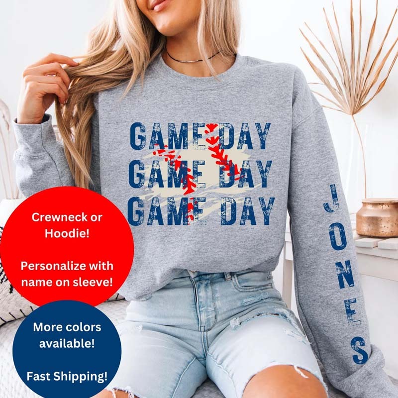 Personalized baseball sweatshirt Gift for sport mom Baseball Game Day Sweaters Unisexirt