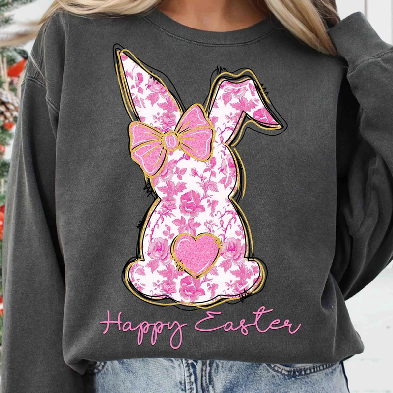 Coquette Happy Easter Girl Easter Coquette Pink Floral Easter Rabbit