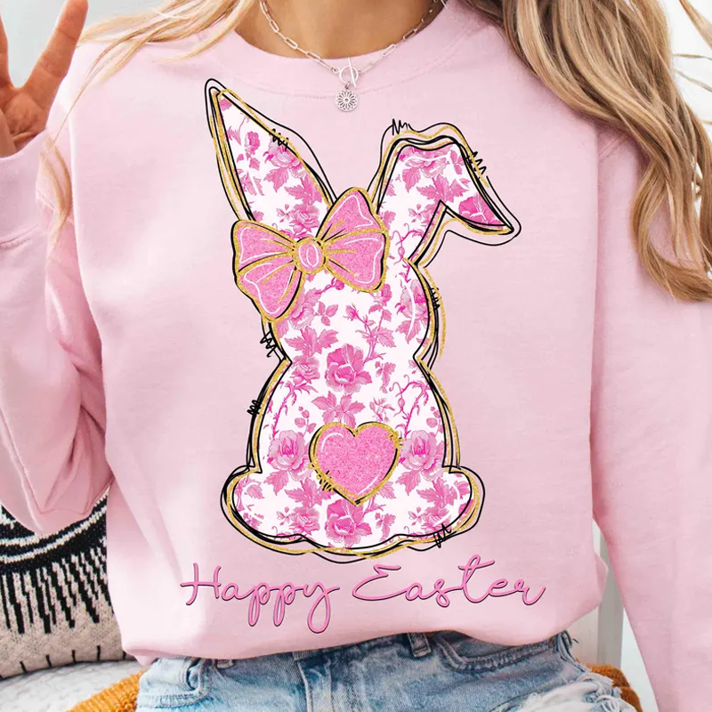 Coquette Happy Easter Girl Easter Coquette Pink Floral Easter Rabbit