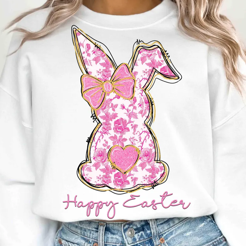 Coquette Happy Easter Girl Easter Coquette Pink Floral Easter Rabbit
