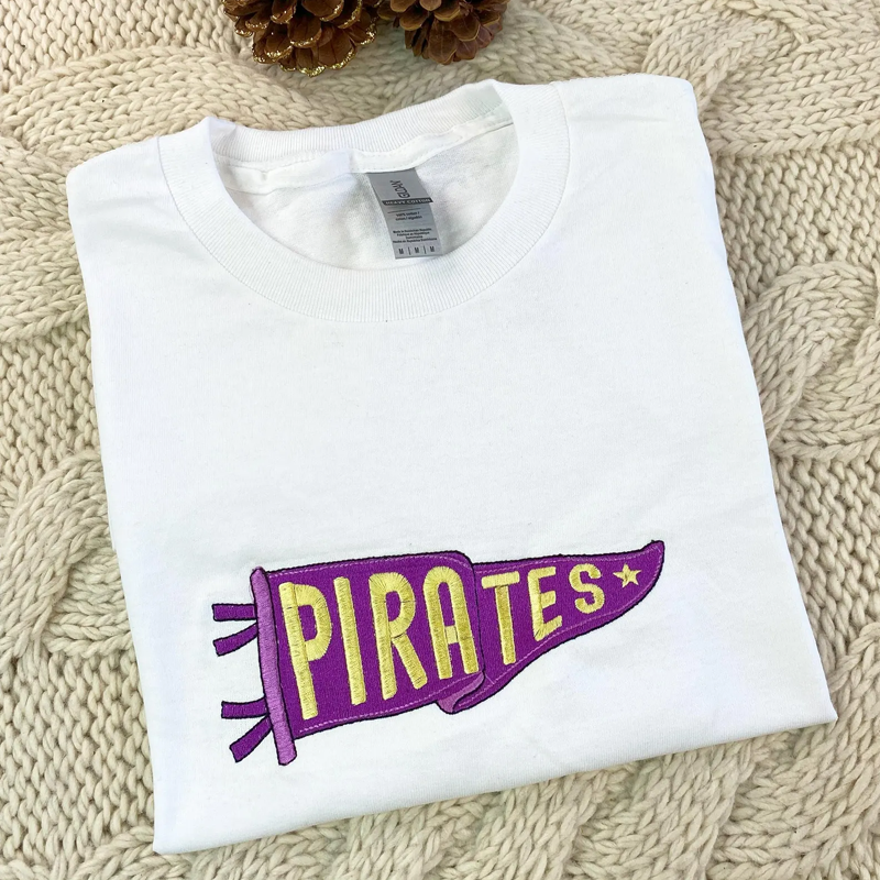 Embroidered Pennant Sweatshirt with Team Name Custom Embroidered Pennant Shirt