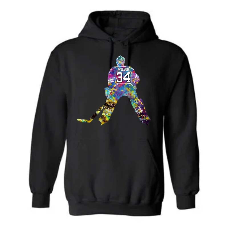 Personalized Hooded Hockey Player Youth Hockey Sweatshirt Hooded Sweatshirt