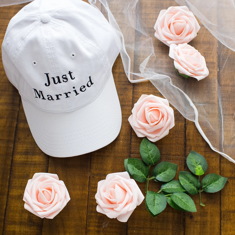 Just Married couples gift hat SET -honeymoon gifts wedding gift- groom gift bride gift
