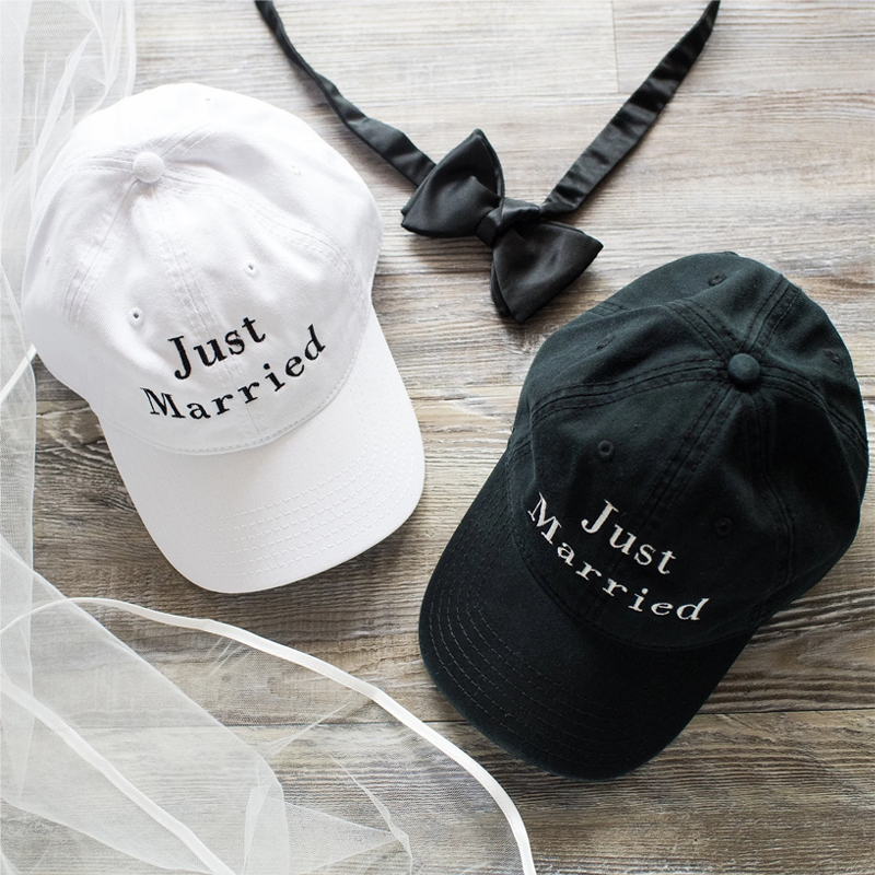 Just Married couples gift hat SET -honeymoon gifts wedding gift- groom gift bride gift