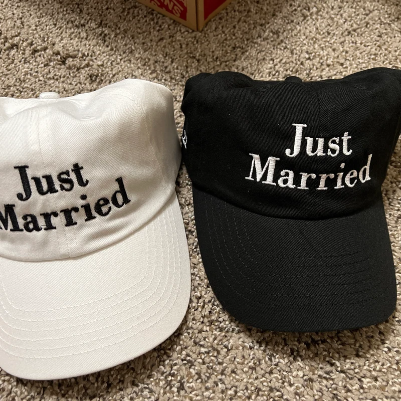 Just Married couples gift hat SET -honeymoon gifts wedding gift- groom gift bride gift