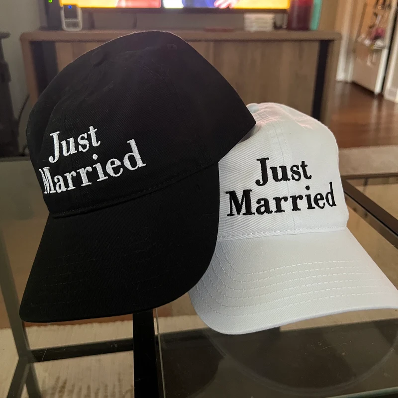 Just Married couples gift hat SET -honeymoon gifts wedding gift- groom gift bride gift