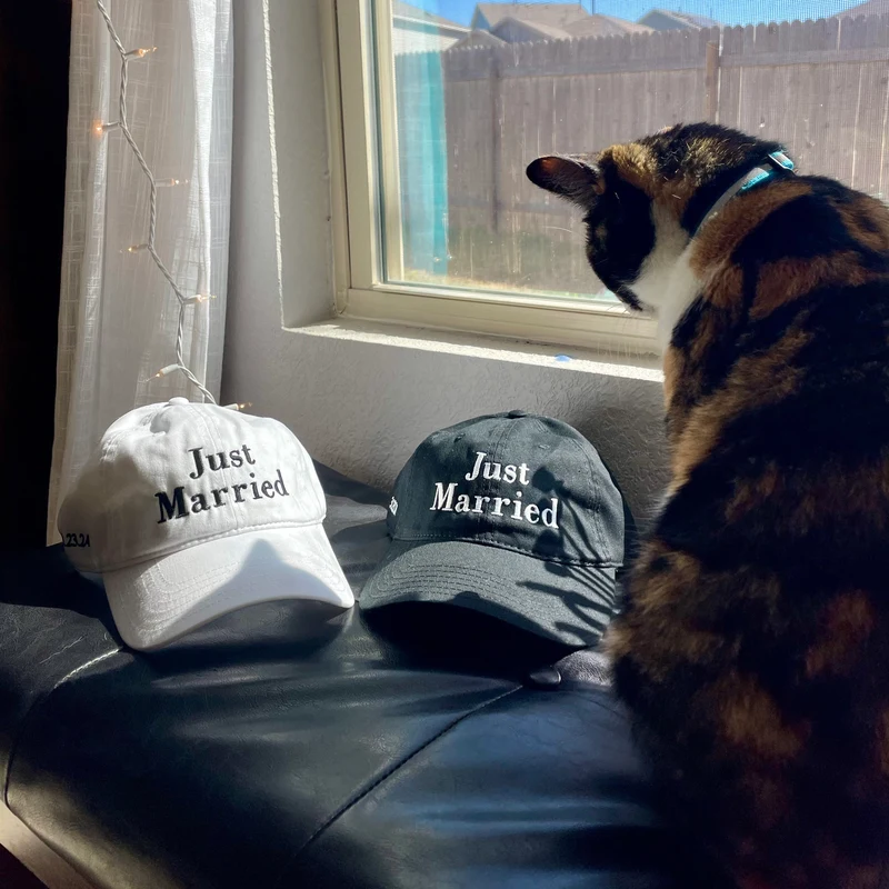 Just Married couples gift hat SET -honeymoon gifts wedding gift- groom gift bride gift