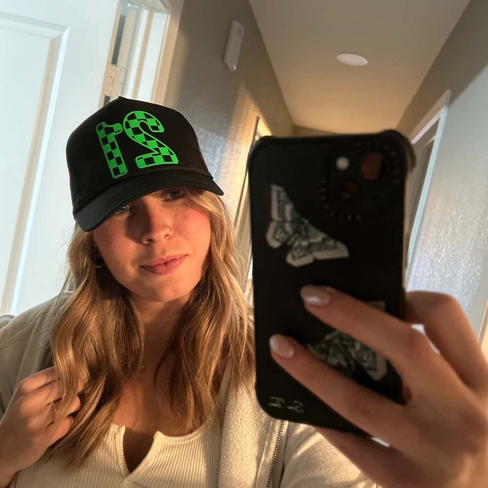 Personalized Trucker Hat Checkered Custom Moto Mom Moto Mama