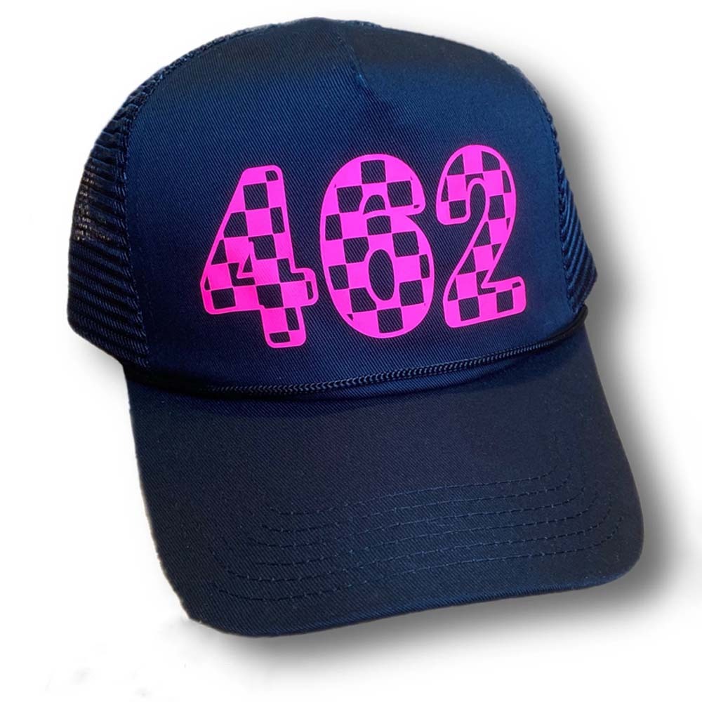 Personalized Trucker Hat Checkered Custom Moto Mom Moto Mama