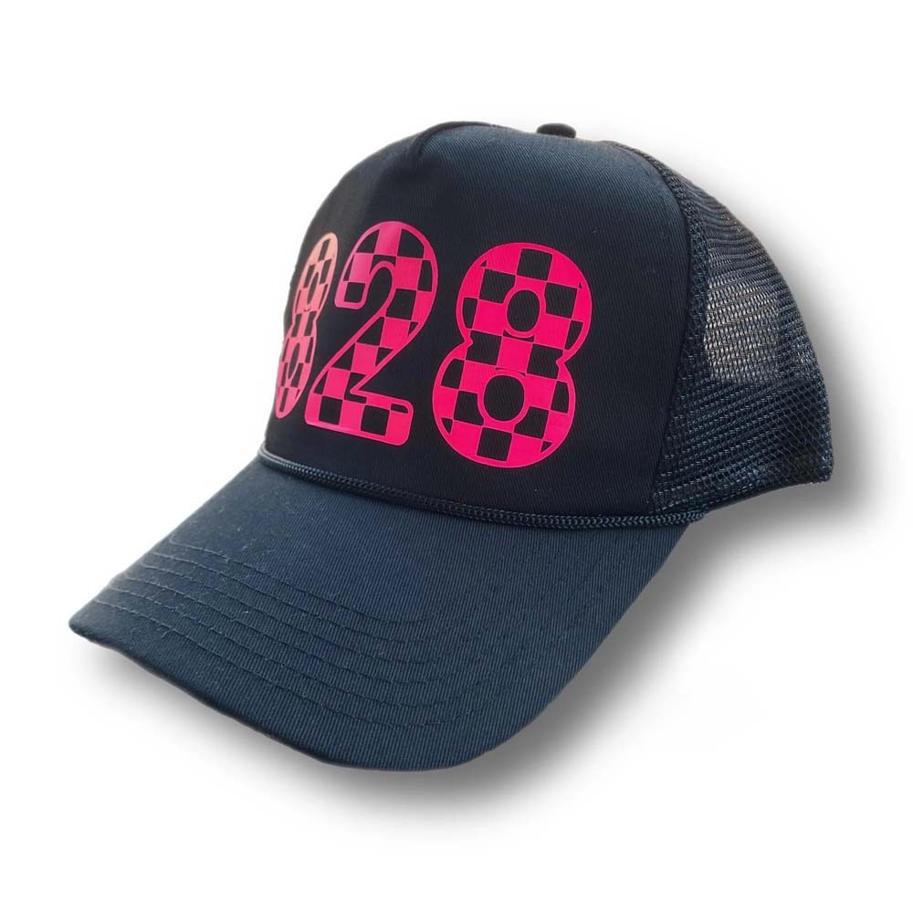 Personalized Trucker Hat Checkered Custom Moto Mom Moto Mama