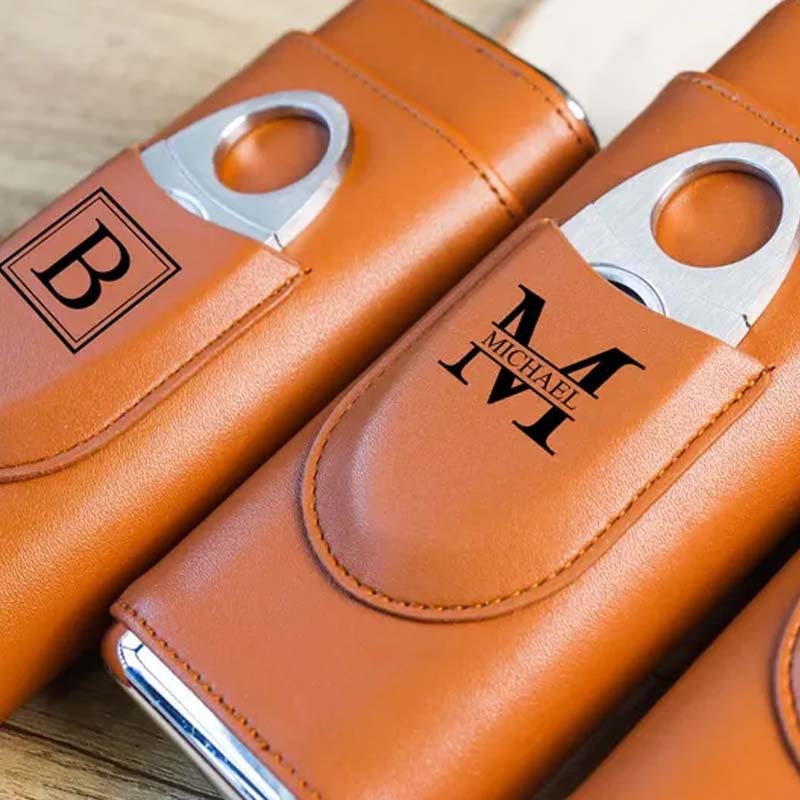 Personalized Cigar Case Mens Gift Custom Engraved Cigar Holder Cigar Travel Case Leather Cigar Holder