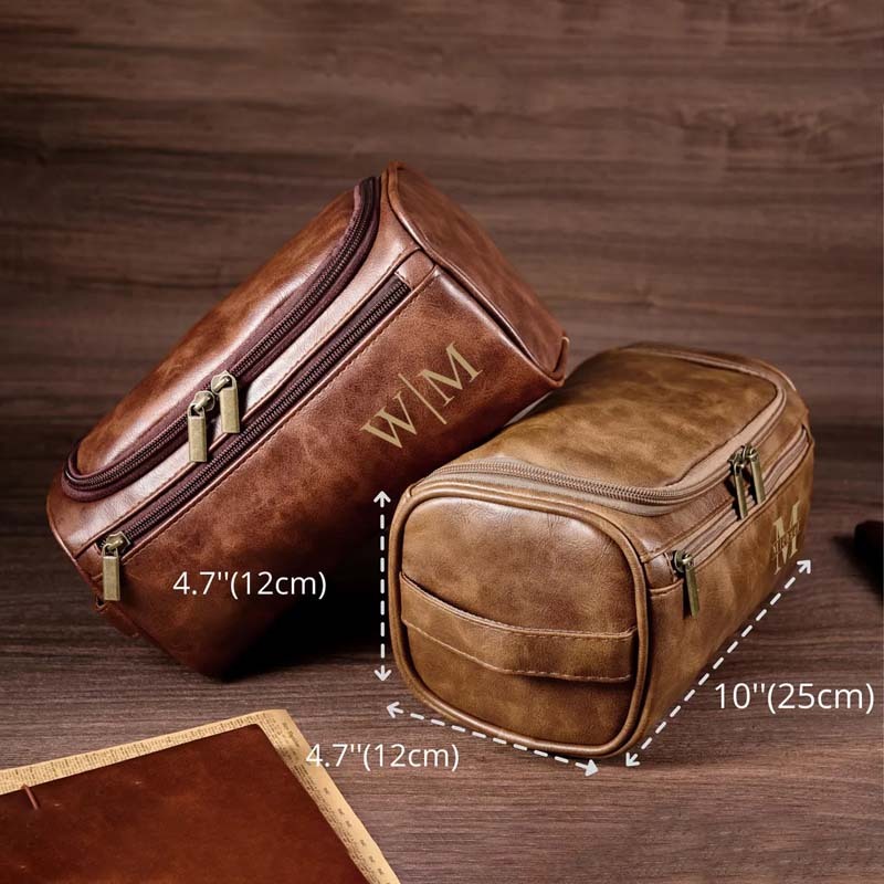 Personalized Men's Leather Toiletry Bag Men's Leather Accessory