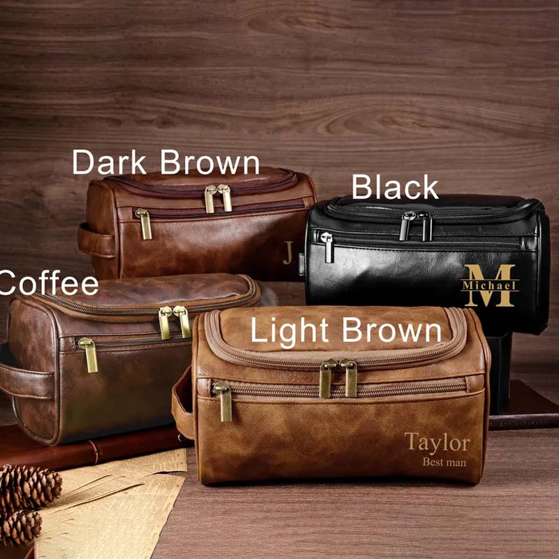 Personalized Men's Leather Toiletry Bag Men's Leather Accessory