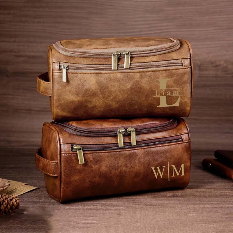 Personalized Men's Leather Toiletry Bag Men's Leather Accessory
