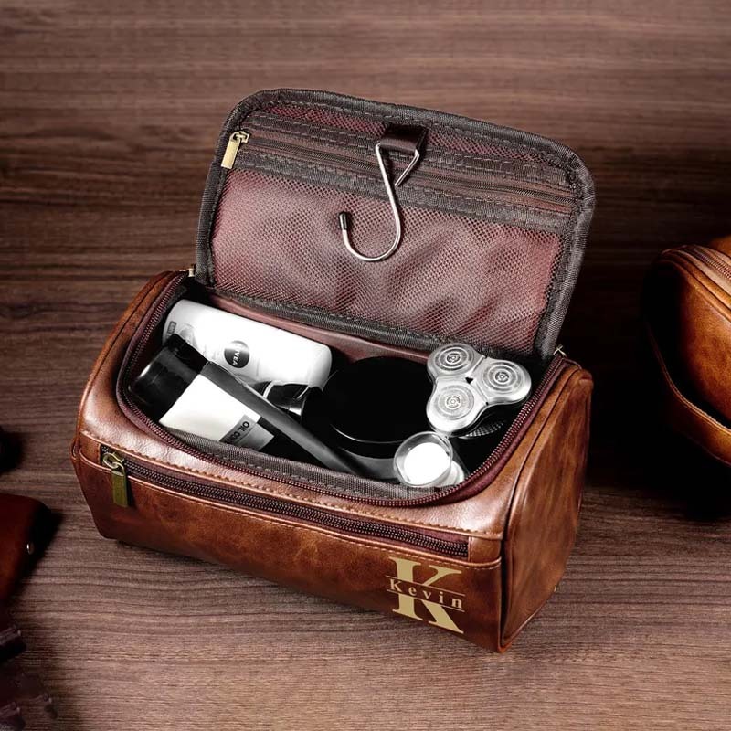 Personalized Men's Leather Toiletry Bag Men's Leather Accessory