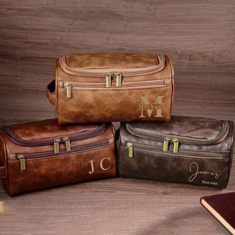 Personalized Men's Leather Toiletry Bag Men's Leather Accessory