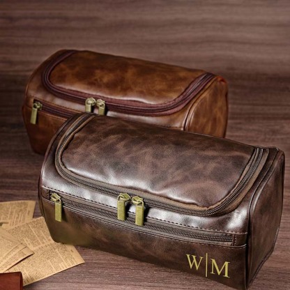 Personalized Men's Leather Toiletry Bag Men's Leather Accessory