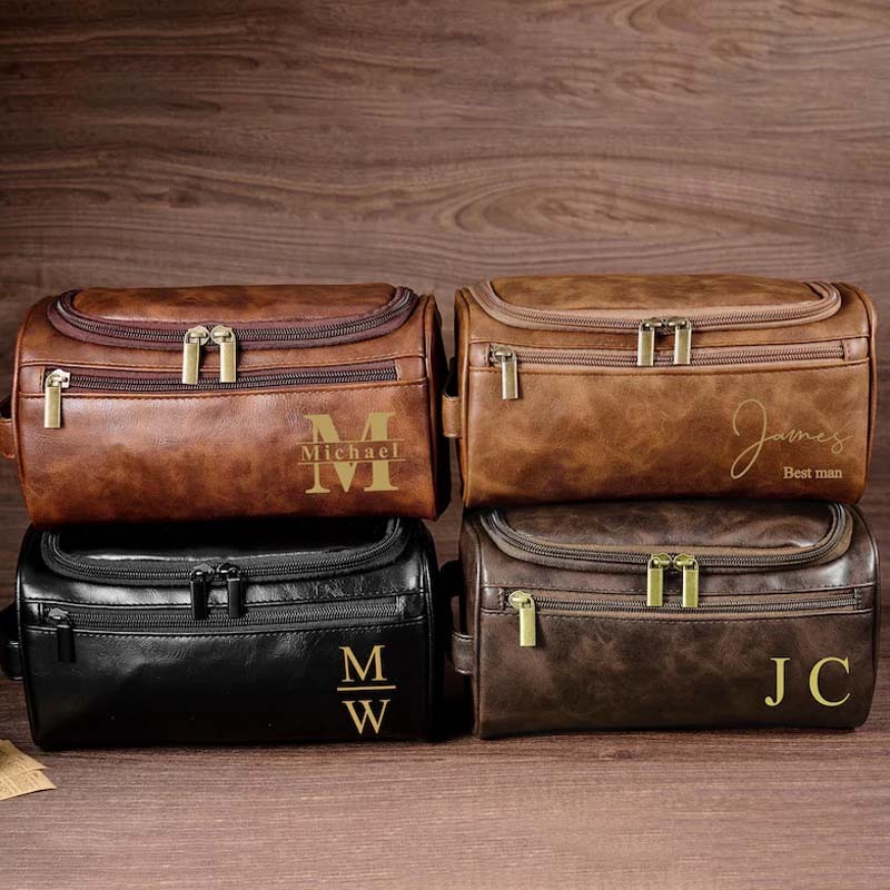 Personalized Men's Leather Toiletry Bag Men's Leather Accessory