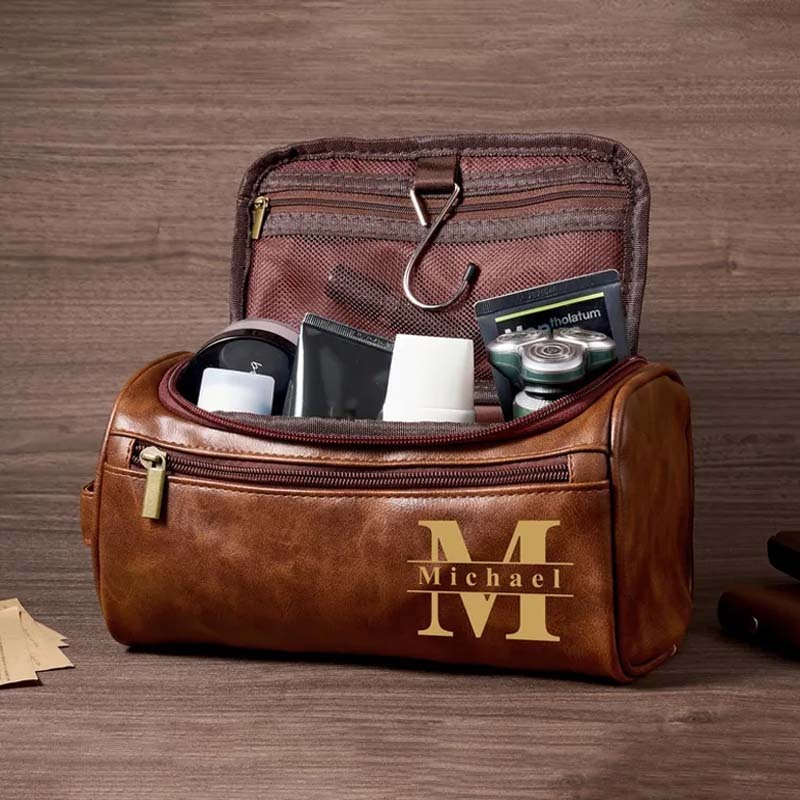 Personalized Men's Leather Toiletry Bag Men's Leather Accessory