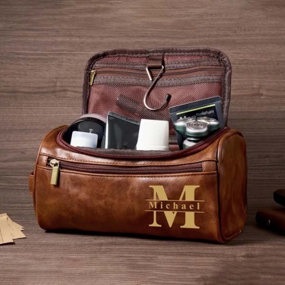 Personalized Men's Leather Toiletry Bag Men's Leather Accessory