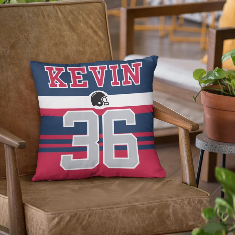 Personalized Football Throw Pillow Cover Number & Name Custom Sport Pillows Case