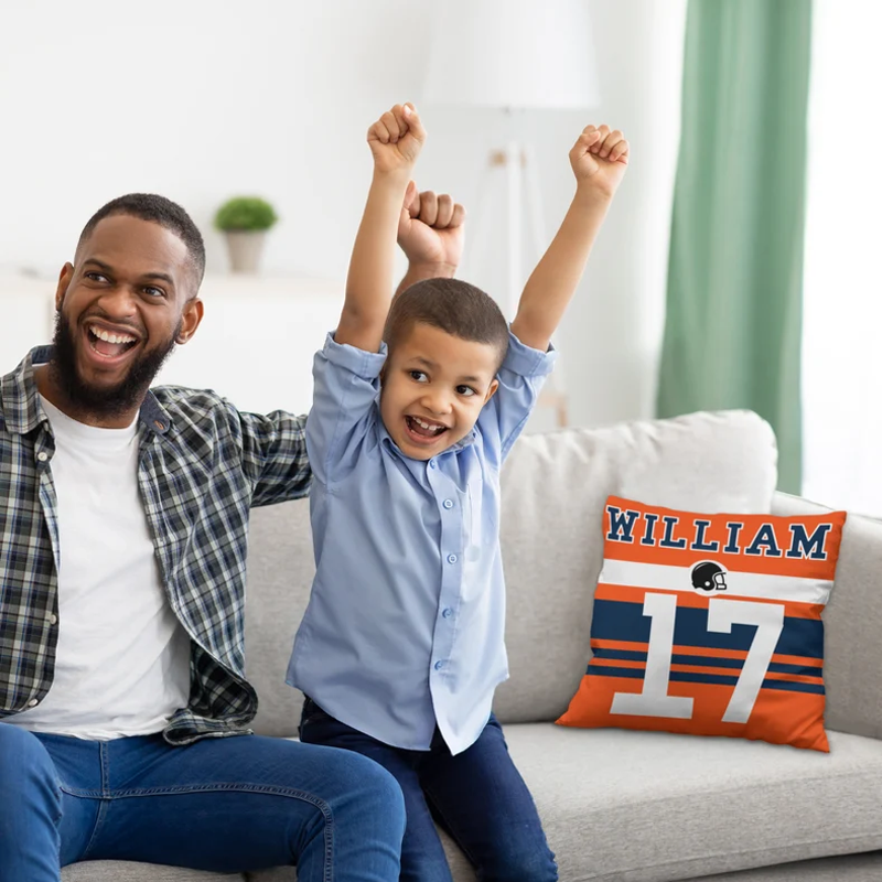 Personalized Football Throw Pillow Cover Number & Name Custom Sport Pillows Case