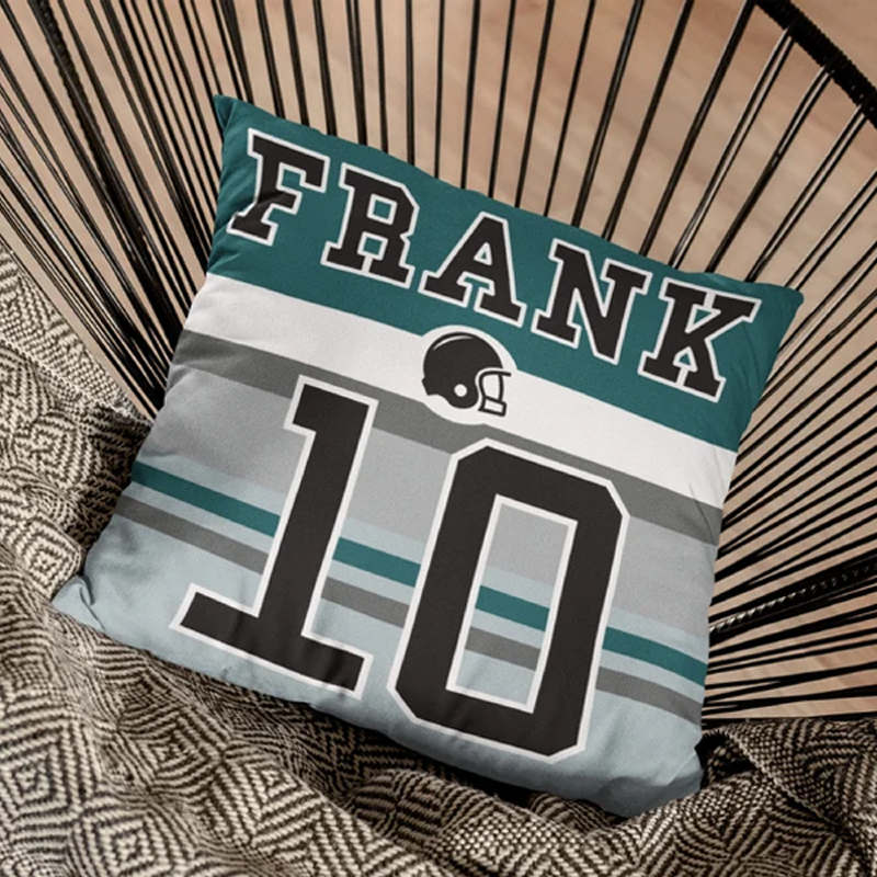 Personalized Football Throw Pillow Cover Number & Name Custom Sport Pillows Case