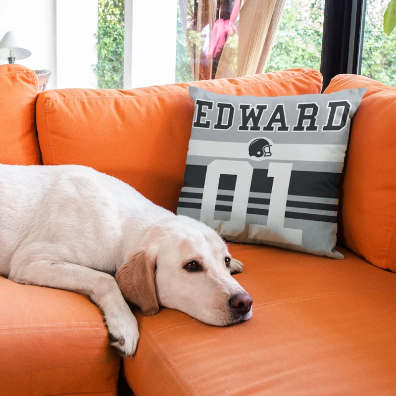 Personalized Football Throw Pillow Cover Number & Name Custom Sport Pillows Case