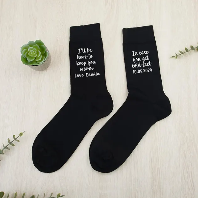 Just in Case You Get Cold Feet Socks Custom Socks for the Wedding Day
