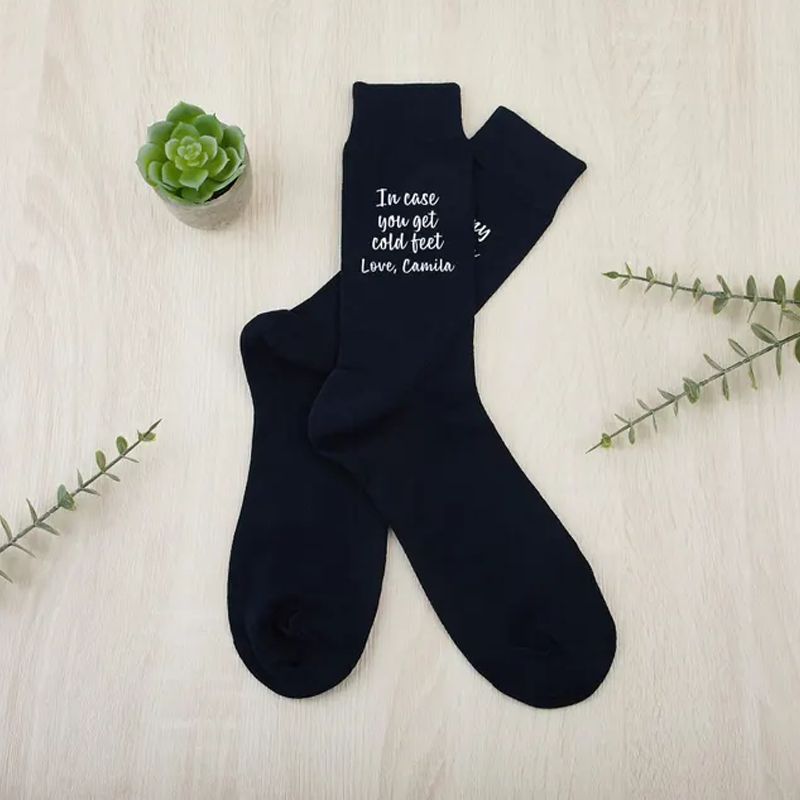 Just in Case You Get Cold Feet Socks Custom Socks for the Wedding Day