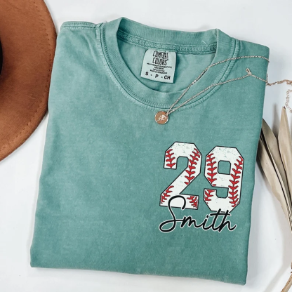 Custom Baseball Pocket Shirt, Baseball Comfort Colors , Personalized Baseball Number Shirt