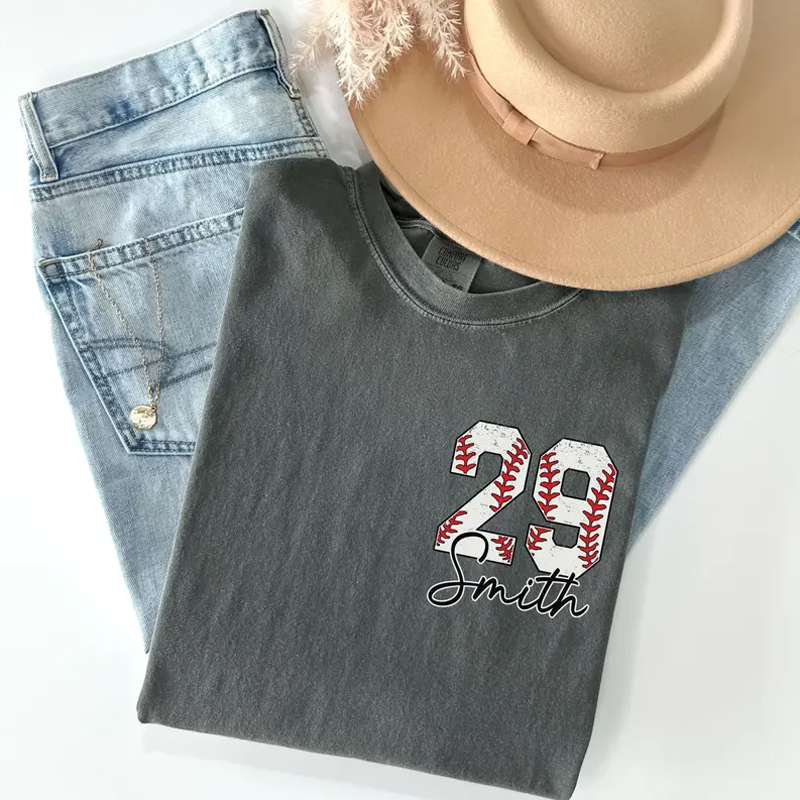 Custom Baseball Pocket Shirt, Baseball Comfort Colors , Personalized Baseball Number Shirt