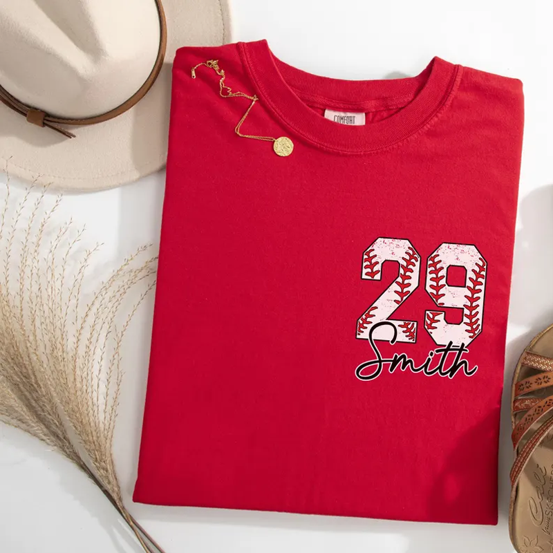 Custom Baseball Pocket Shirt, Baseball Comfort Colors , Personalized Baseball Number Shirt