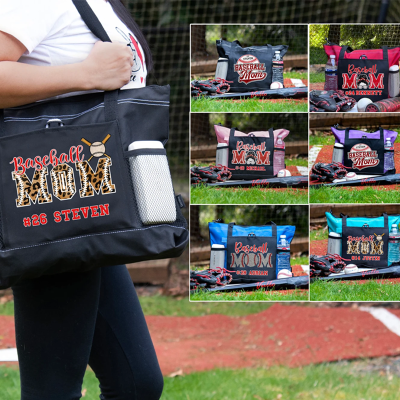 Personalized Baseball Mom Tote Bag Baseball Essential Bag Baseball Tote with Zipper